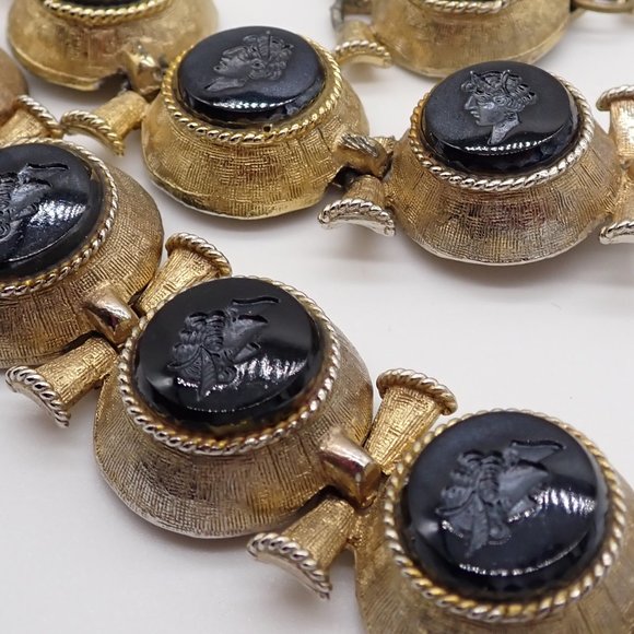 Vintage Roman style Intaglio figure head 3 piece necklace set! - Picture 8 of 9